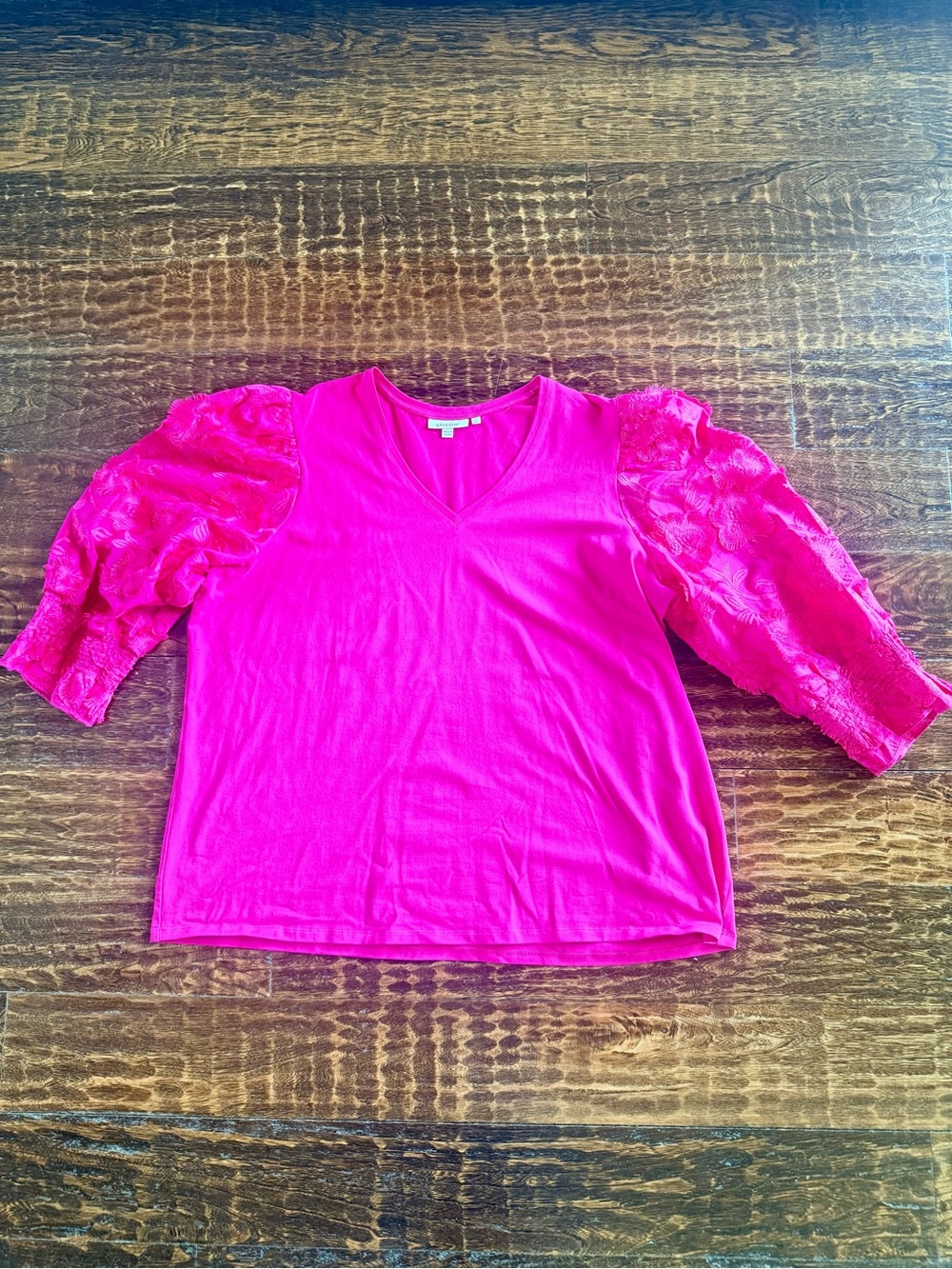 🆕Chico’s Fuchsia Puff Sleeve Knit Blouse | Size 4 (XXL) (EUC)